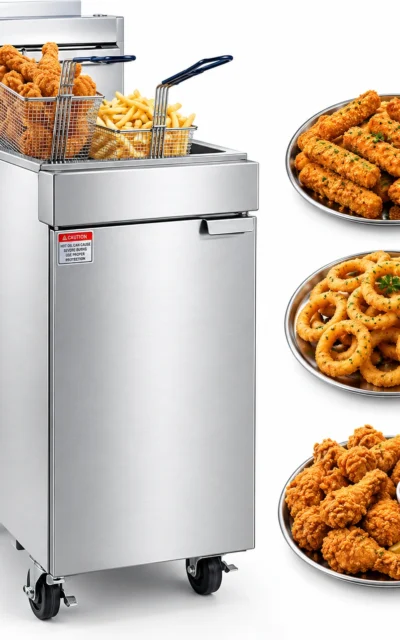 Commercial stainless steel single double tank gas fryer by UM Steel Lahore