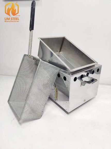 4 Liter commercial square gas fryer tabletop model by UM Steel Lahore
