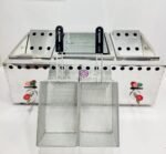 Commercial double gas fryer 5 plus 5 liter with center strainer by UM Steel Lahore