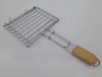 Stainless steel fish grill basket with wooden handle by UM Steel Lahore